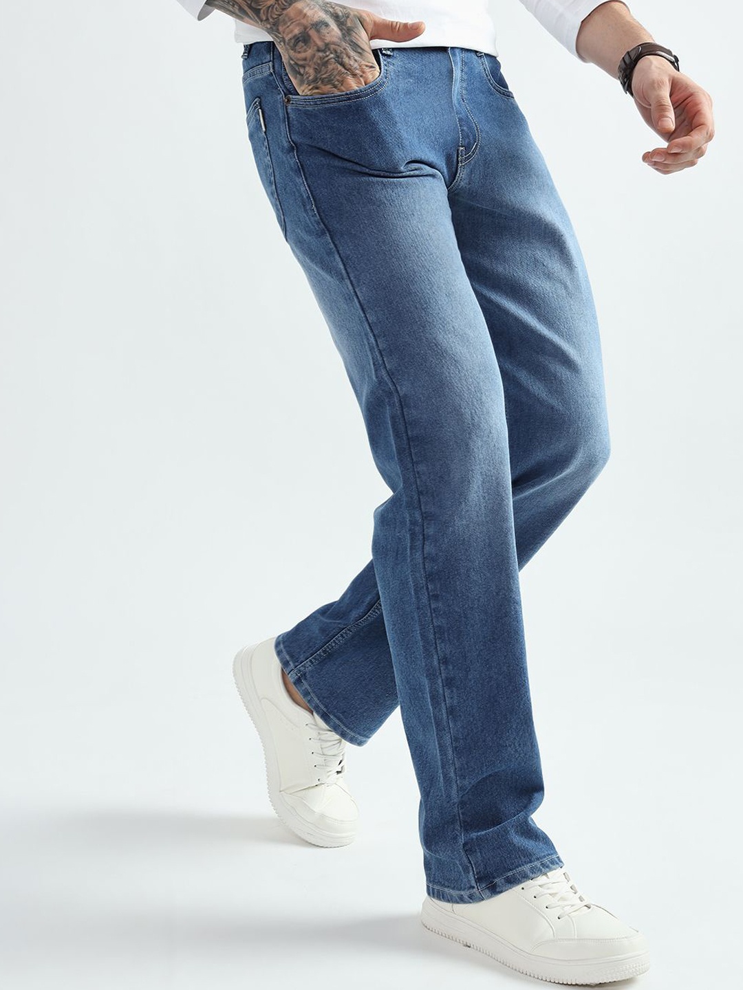 

DENIMLOOK Men Relaxed Fit Stretchable Jeans, Blue