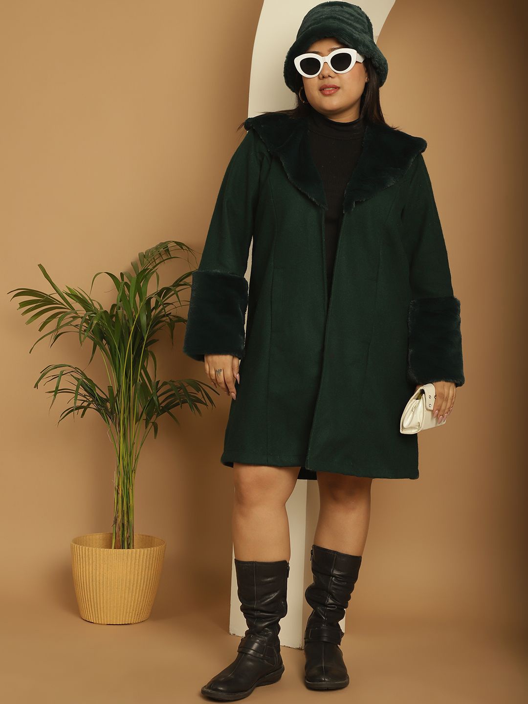 

theRebelinme Women Plus Size Single-Breasted Overcoat, Green