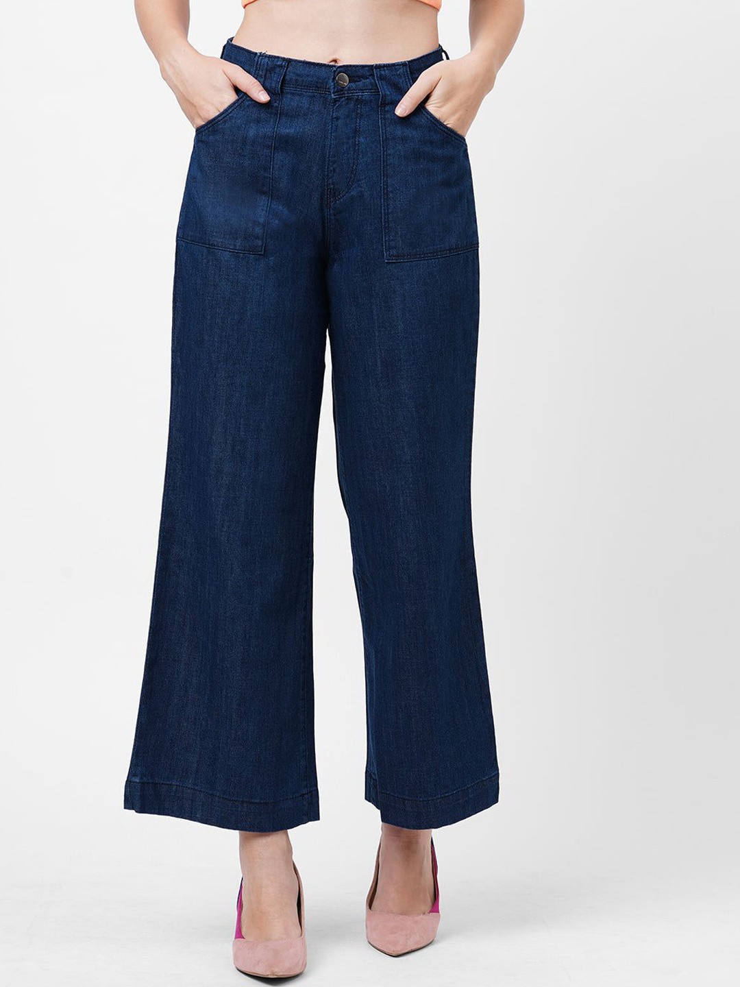 

Kraus Jeans Women High-Rise Light Fade Wide Leg Jeans, Blue