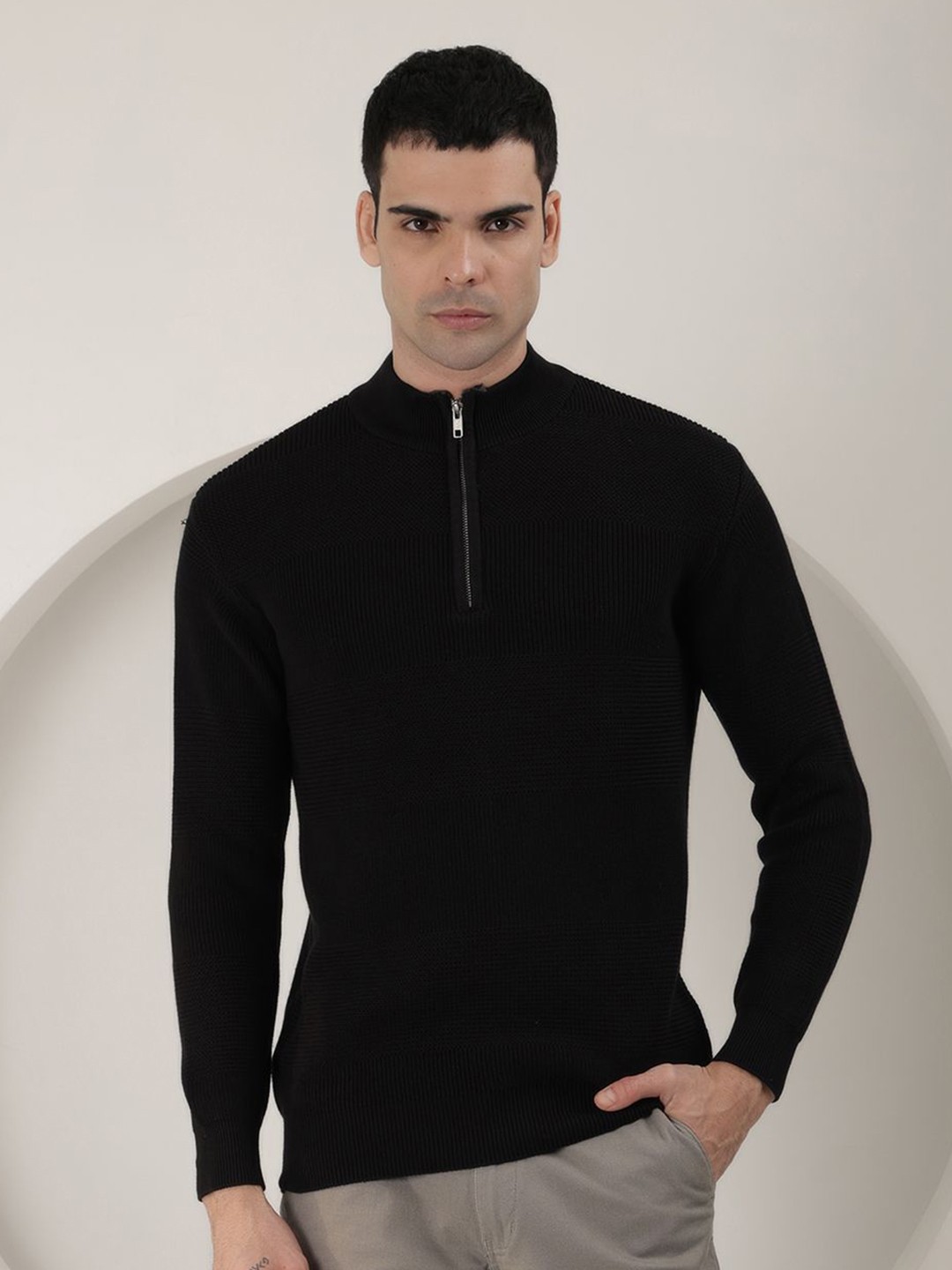 

COBB Men Long Sleeves Ribbed Pullover Sweater, Black