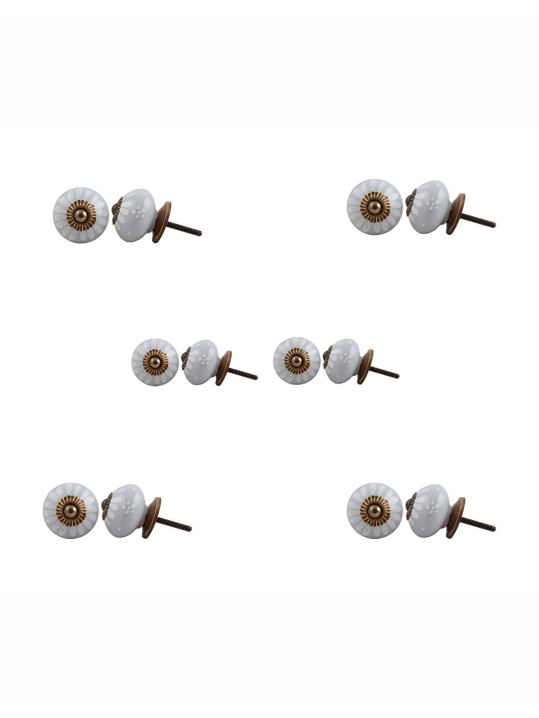 

Indianshelf 6-Pcs Grey & White Printed Ceramic Knobs