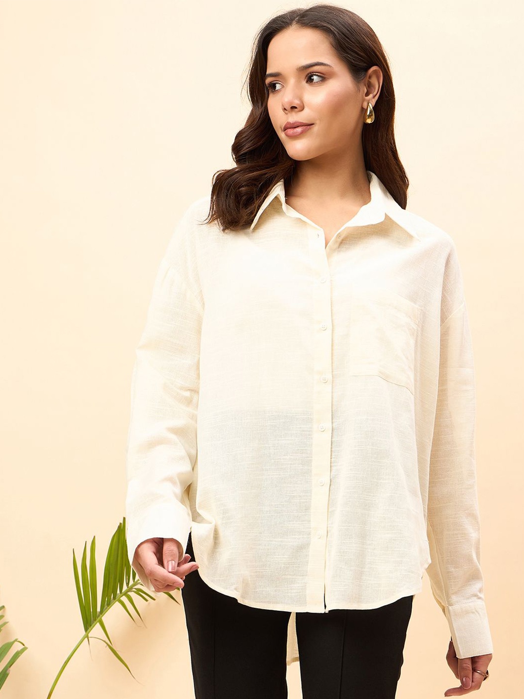 

JUNE & HARRY Women Relaxed Opaque Party Shirt, Cream