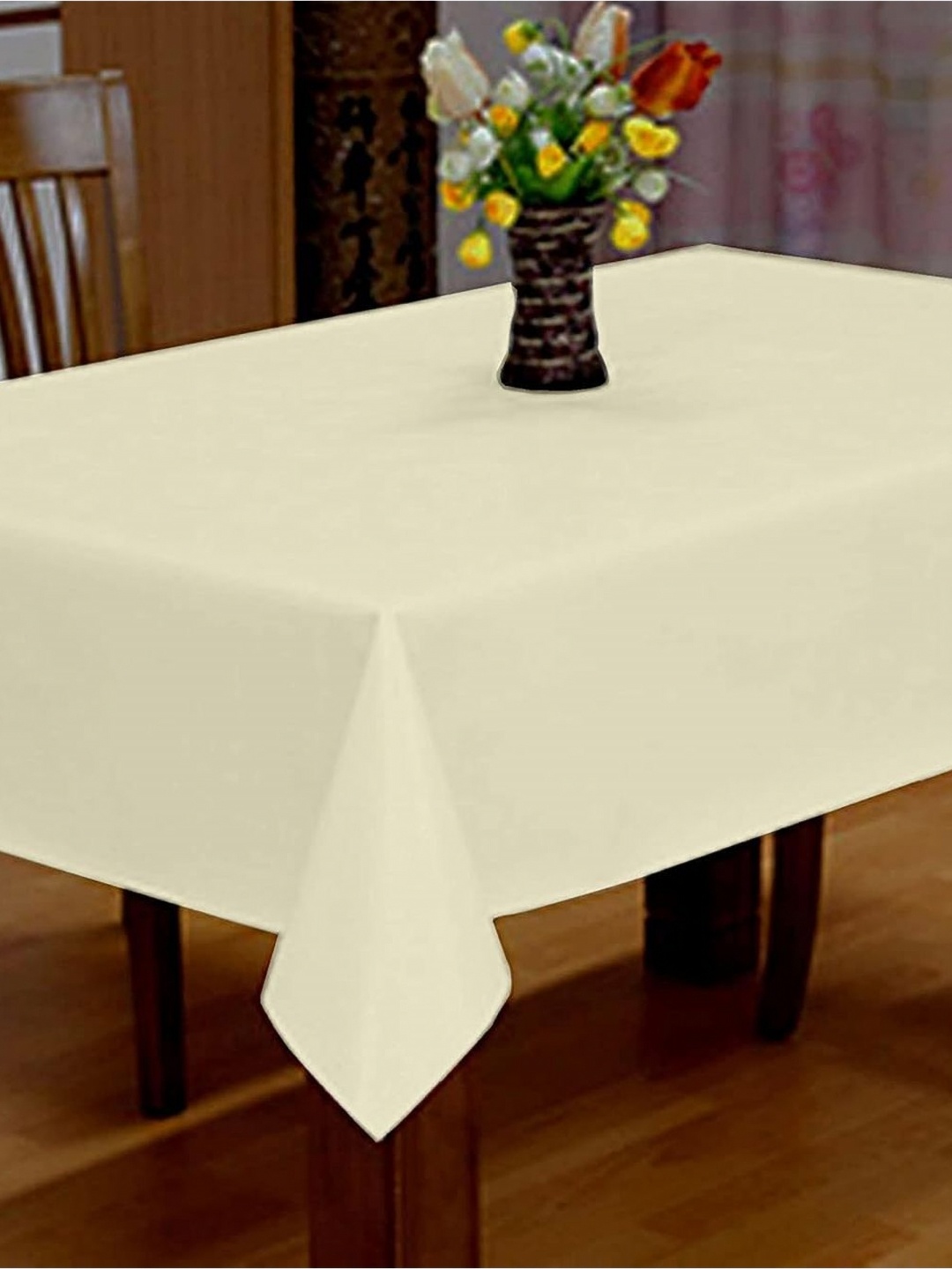 

Lushomes Beige Cotton 4-Seater Table Cover