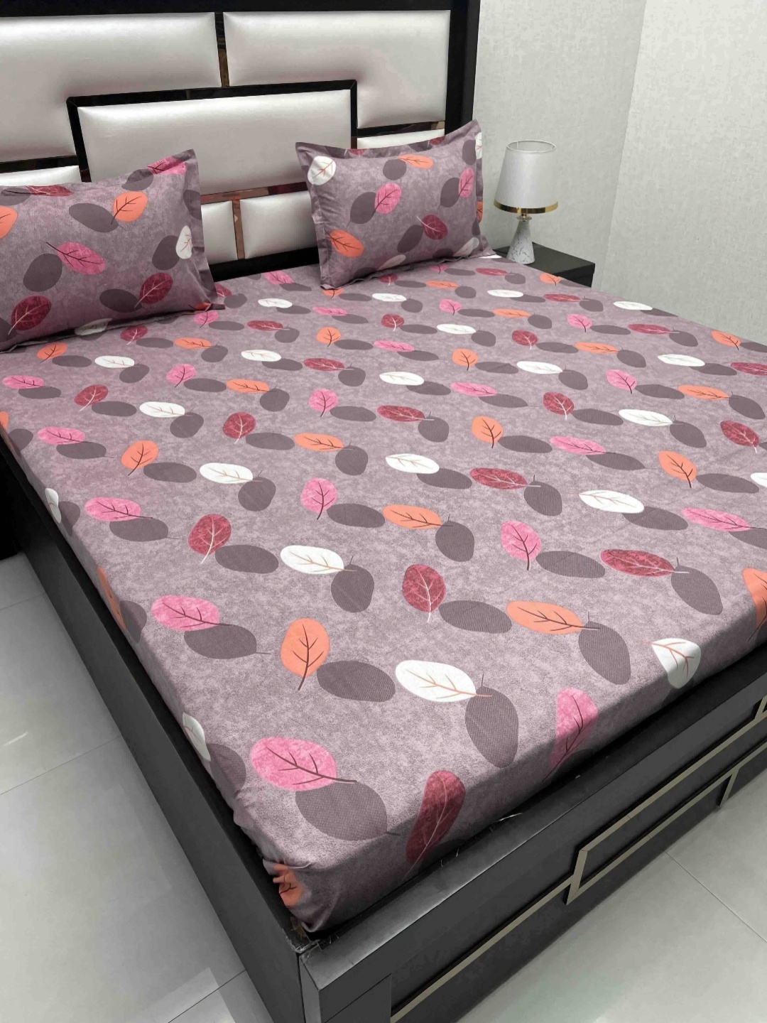 

Pure Decor Passion Purple Printed Pure Cotton 300 TC Queen Bedsheet Set 2.27 m x 2.55 m