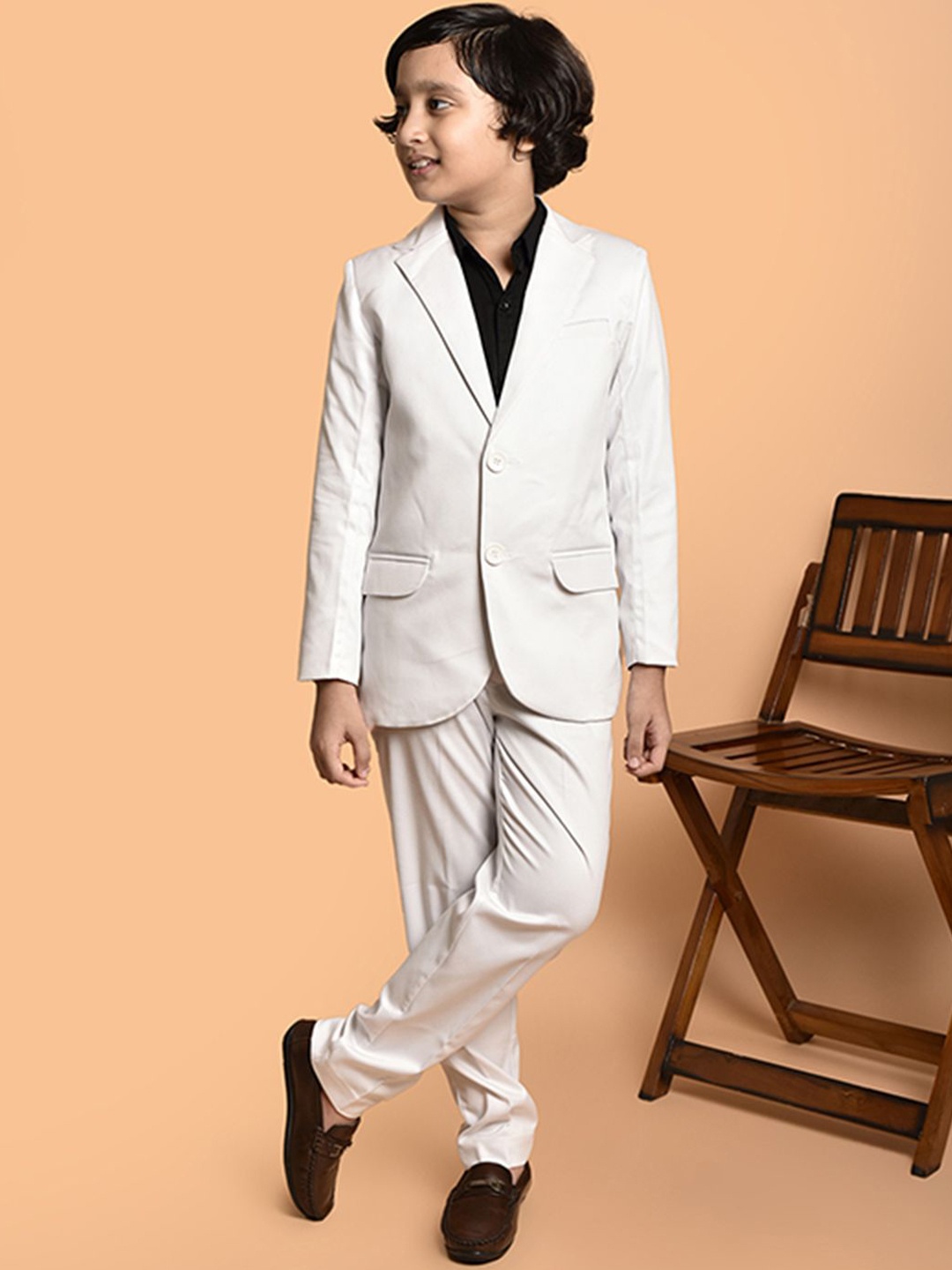 

PRINTCULTR Boys Cotton Single Breasted Blazer, White