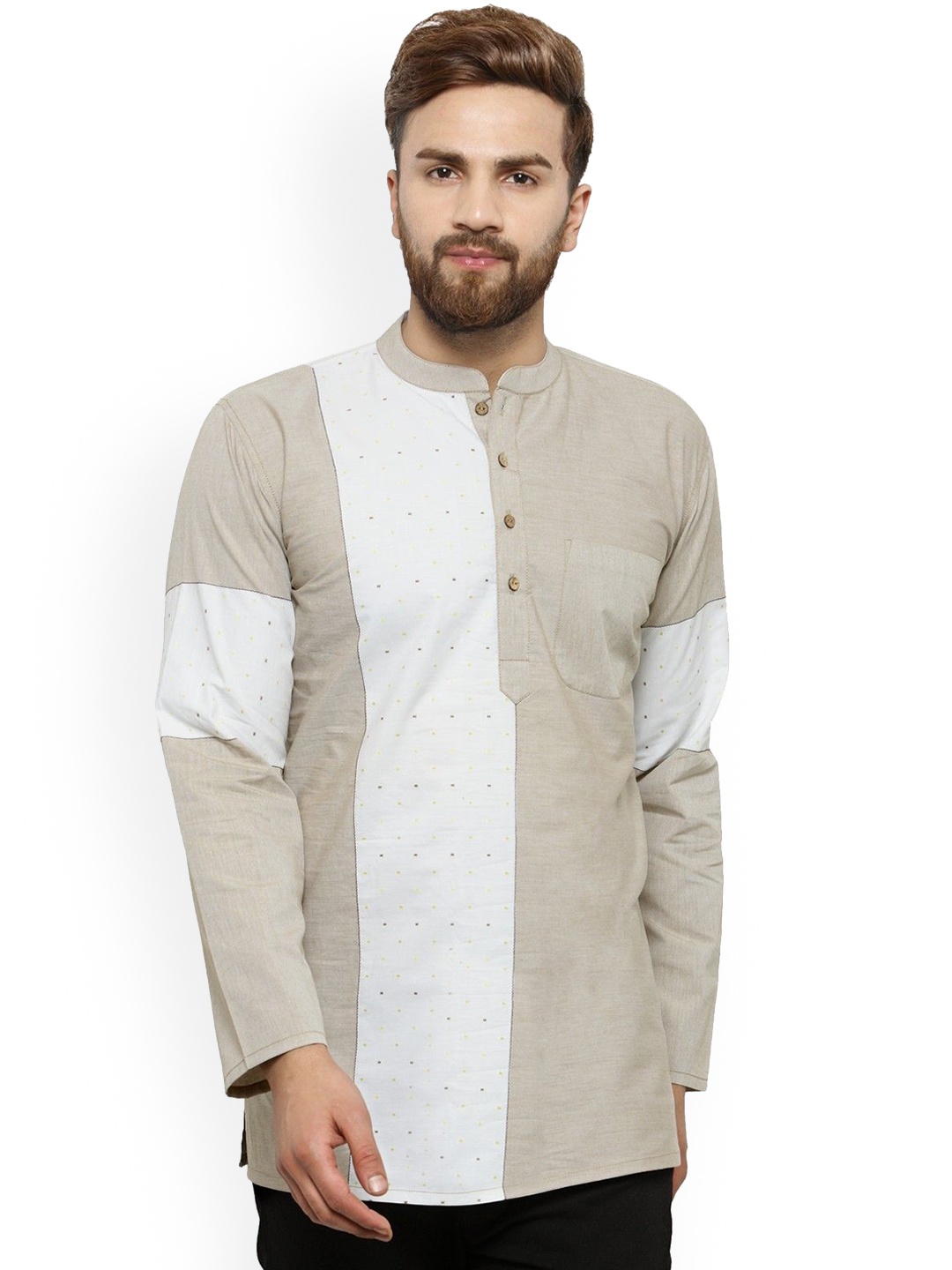 

ARCHATTIRE Men Thread Work Kurta, Beige