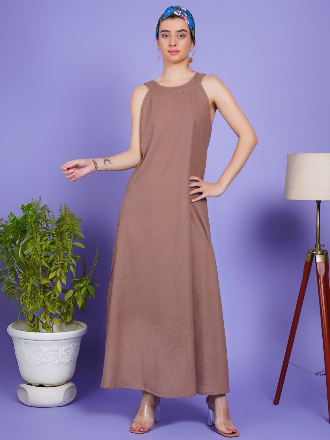 

Boholyfe Women Khadi Maxi Dress, Brown