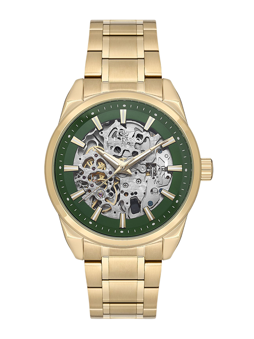 

Ferro Men Brass Dial & Stainless Steel Bracelet Style Straps Analogue Watch FM40106A-B6, Green
