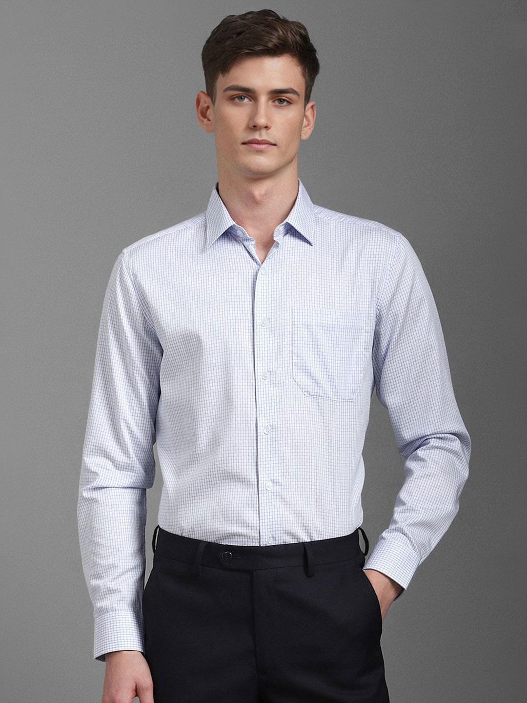 

Louis Philippe Men Slim Fit Opaque Checked Formal Shirt, White