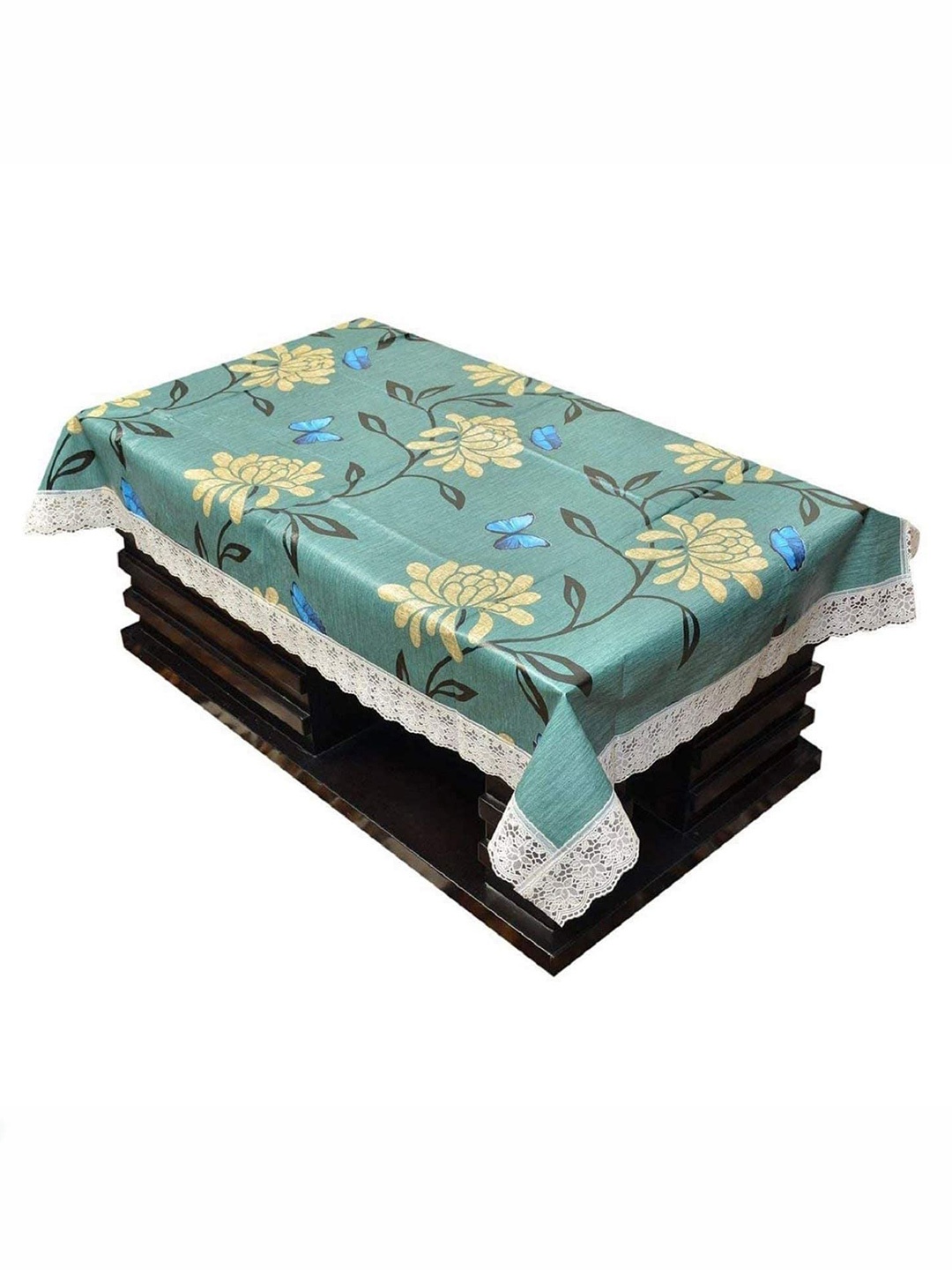 

Kuber Industries Green Floral Plastic 4-Seater Table Cover