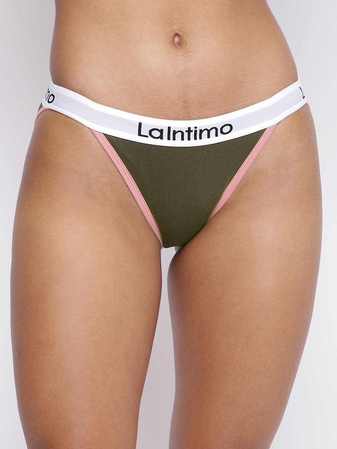

La Intimo Women Low-Rise Thong Briefs, Olive