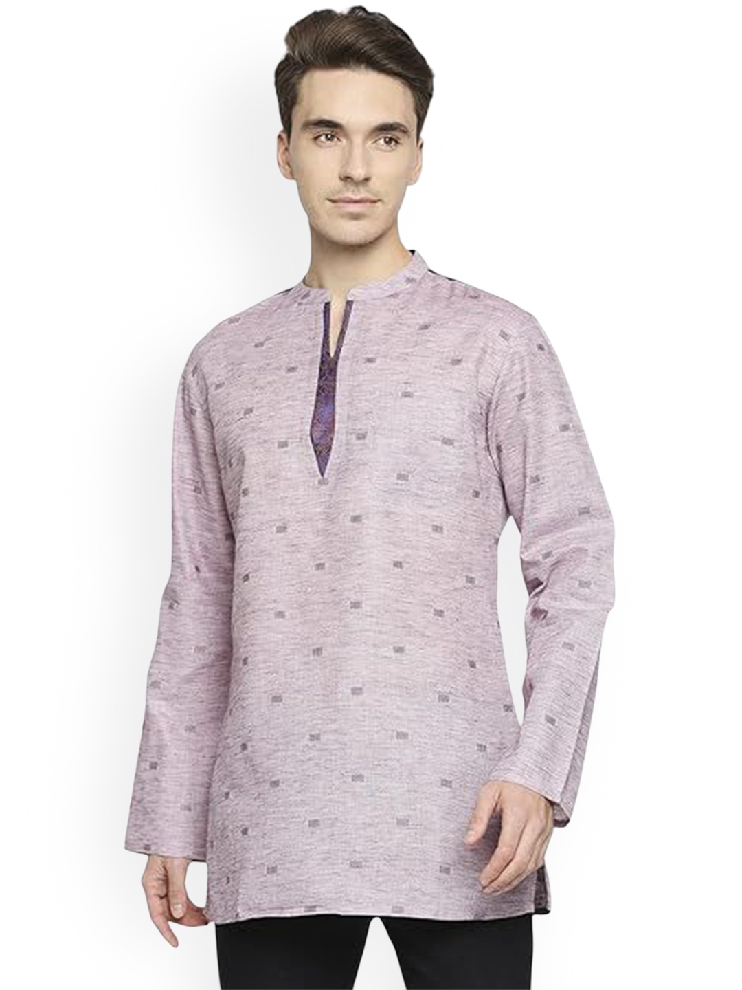 

ARCHATTIRE Men Geometric Thread Work Kurta, Magenta