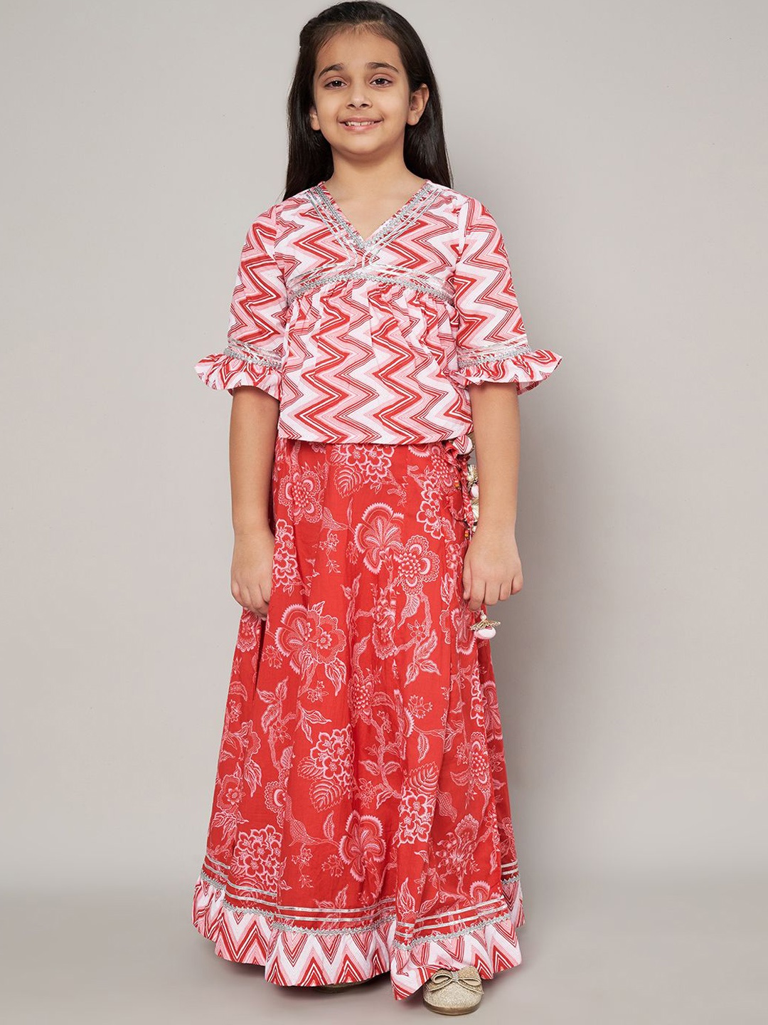 

COTLAND FASHION Girls Printed Pure Cotton Clothing Set, Red