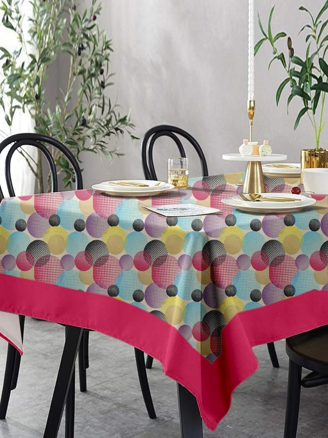

Lushomes Blue Geometric Printed 8-Seater Table Cover