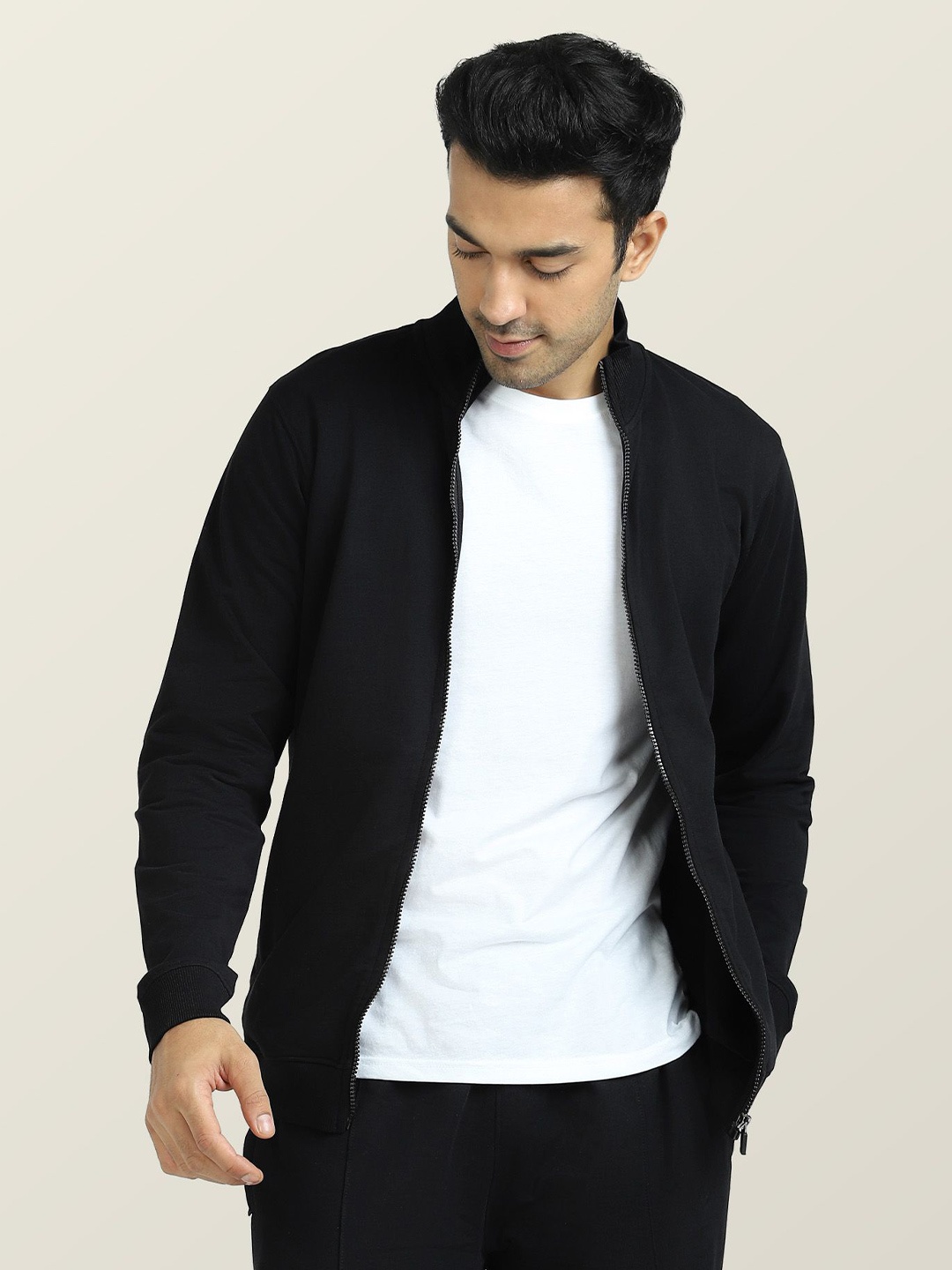 

XYXX Men Antimicrobial Open Front Jacket, Black