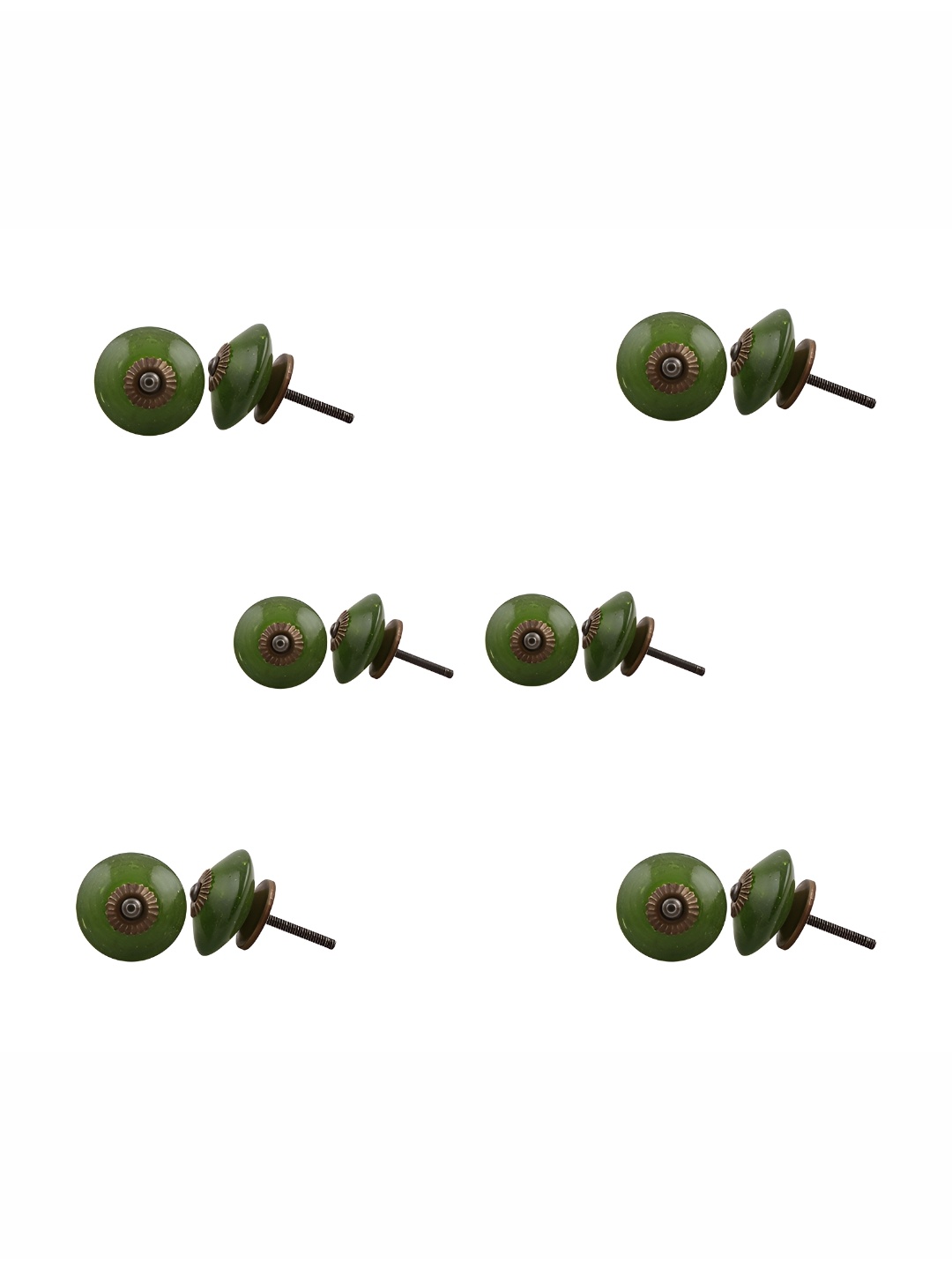 

Indianshelf 6-Pcs Green Glossy Ceramic Knobs, Olive