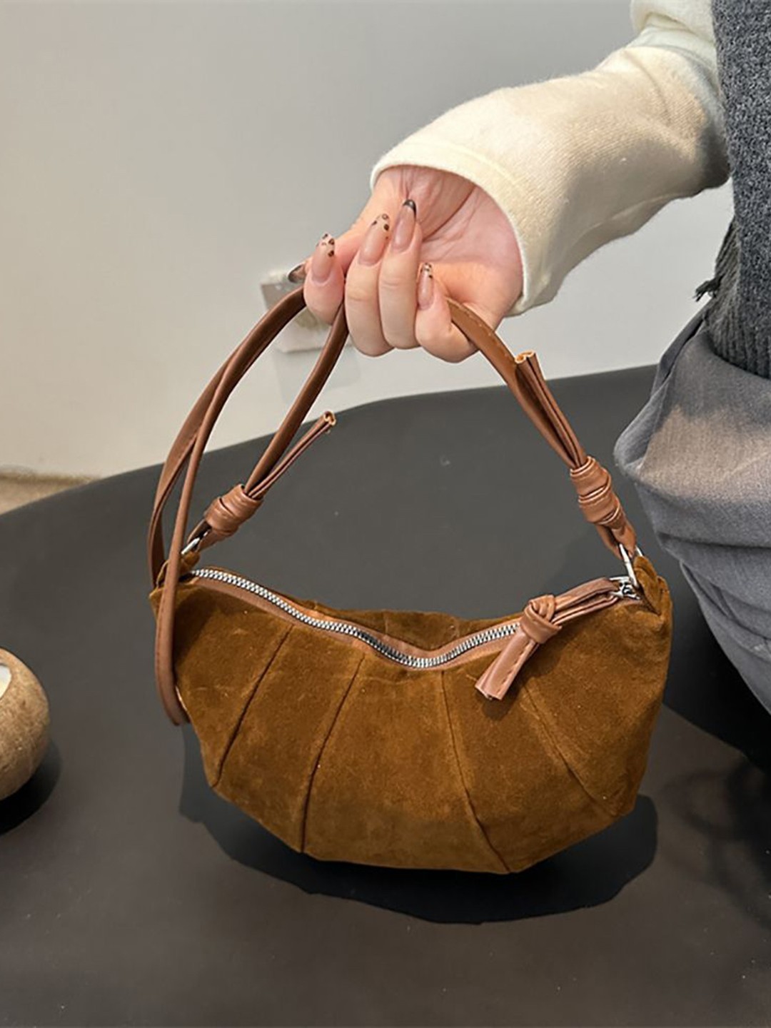

StyleCast x Revolte PU Hobo Bag with Applique, Brown