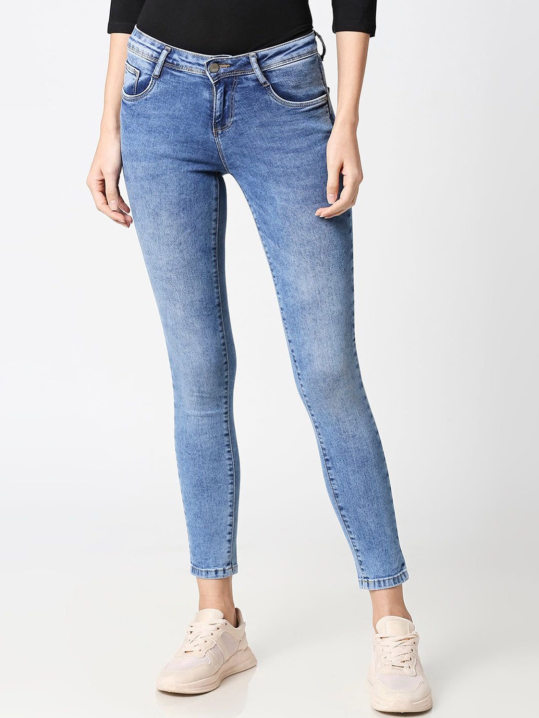 

Kraus Jeans Women Skinny Fit High-Rise Light Fade Jeans, Blue