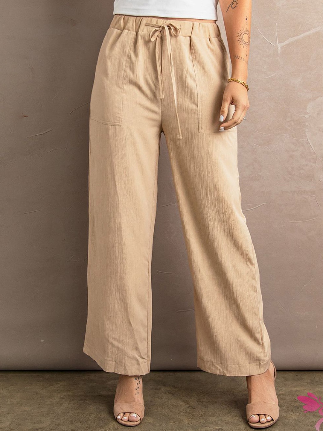 

StyleCast Women Mid-Rise Regular Fit Parallel Trouser, Beige