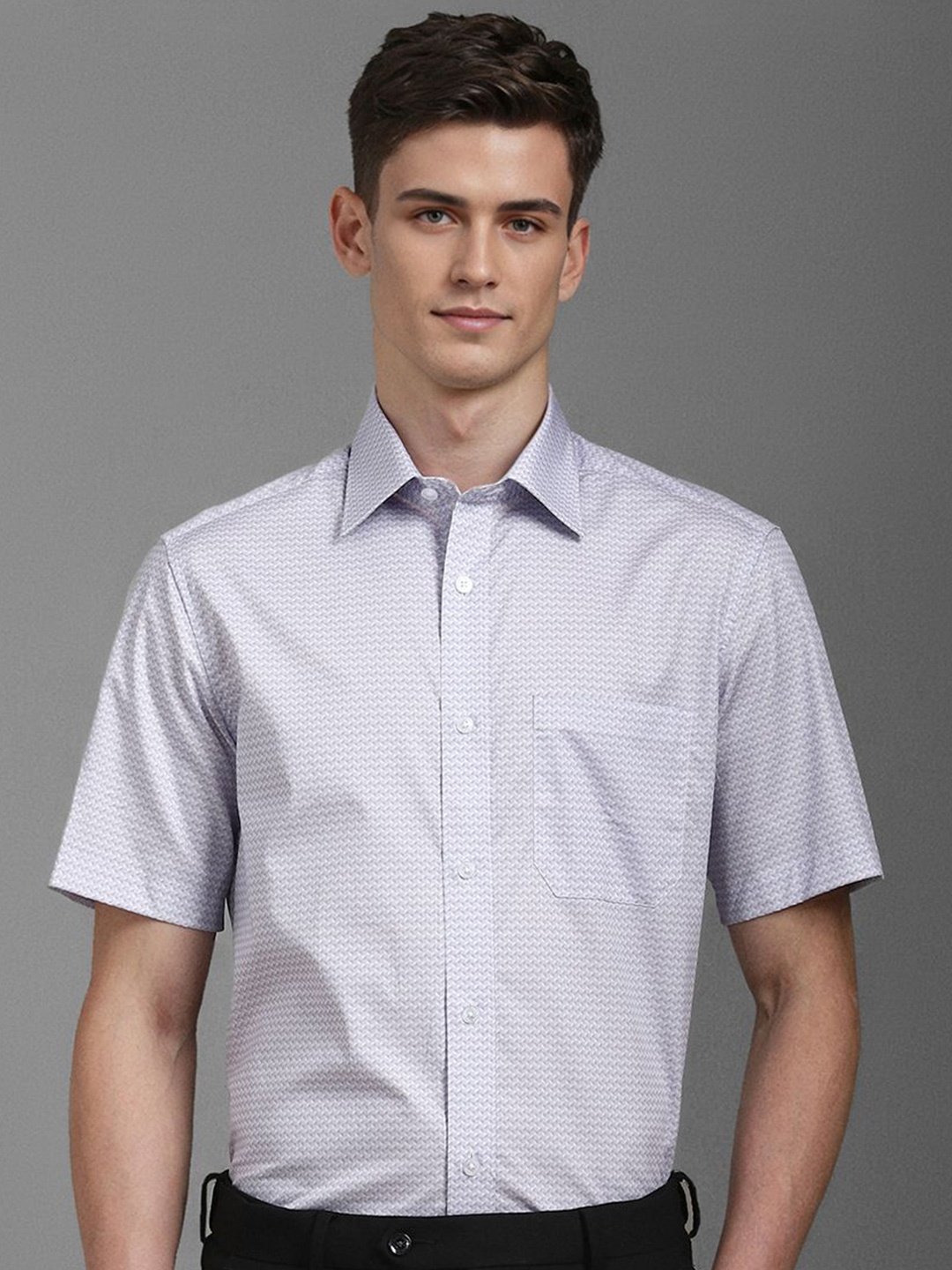 

Louis Philippe Men Classic Opaque Printed Formal Shirt, Grey