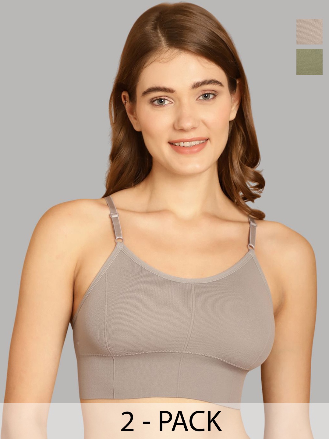 

Friskers Women Pack of 2 Full Coverage Lightly Padded Bra, Grey