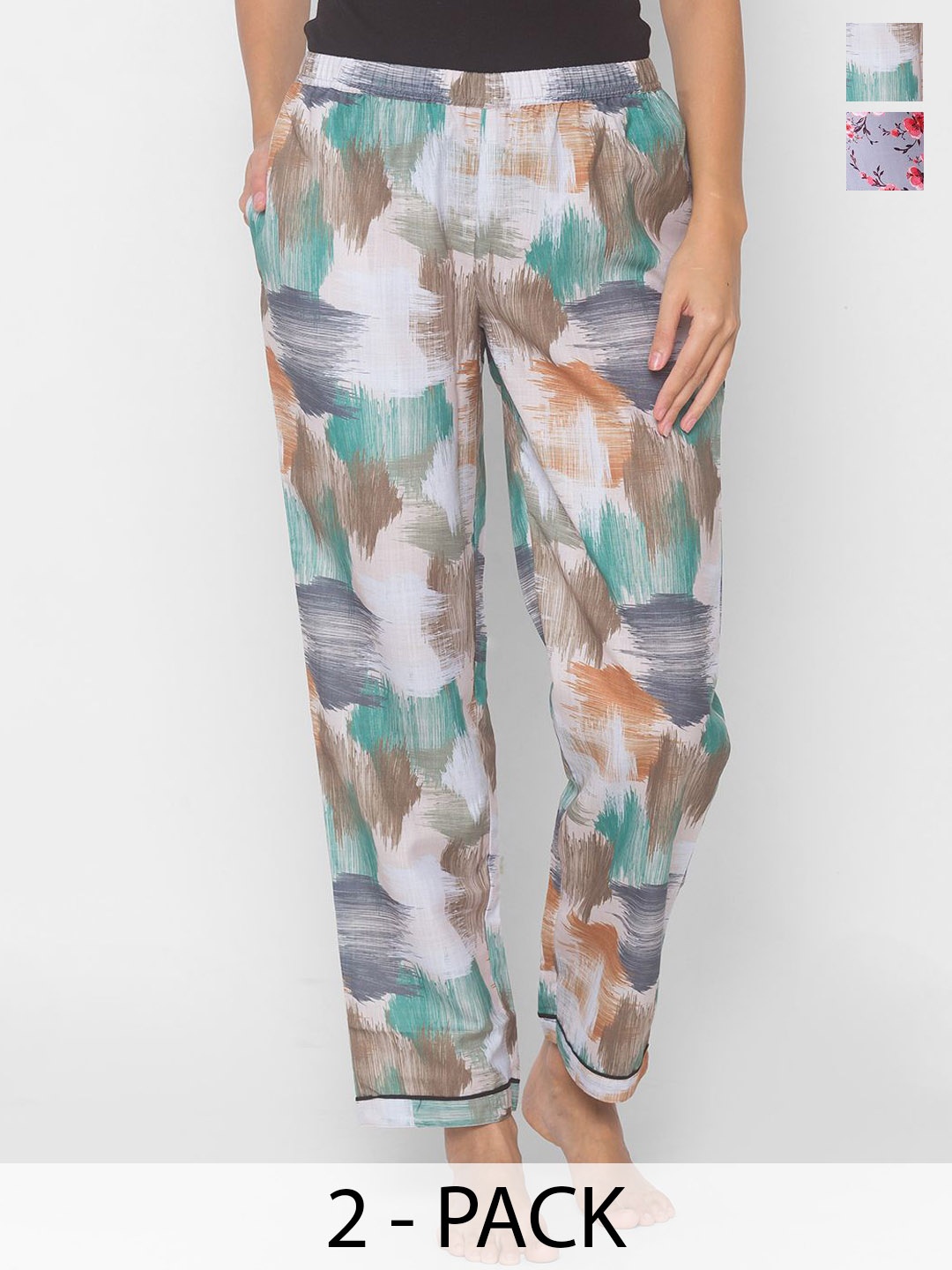 

FashionRack Women Pack Of 2 Printed Lounge Pants, Green