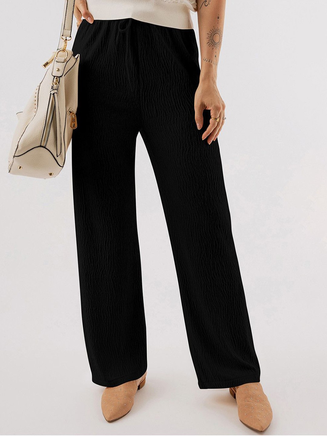 

StyleCast Women Regular Fit Mid-Rise Trousers, Black