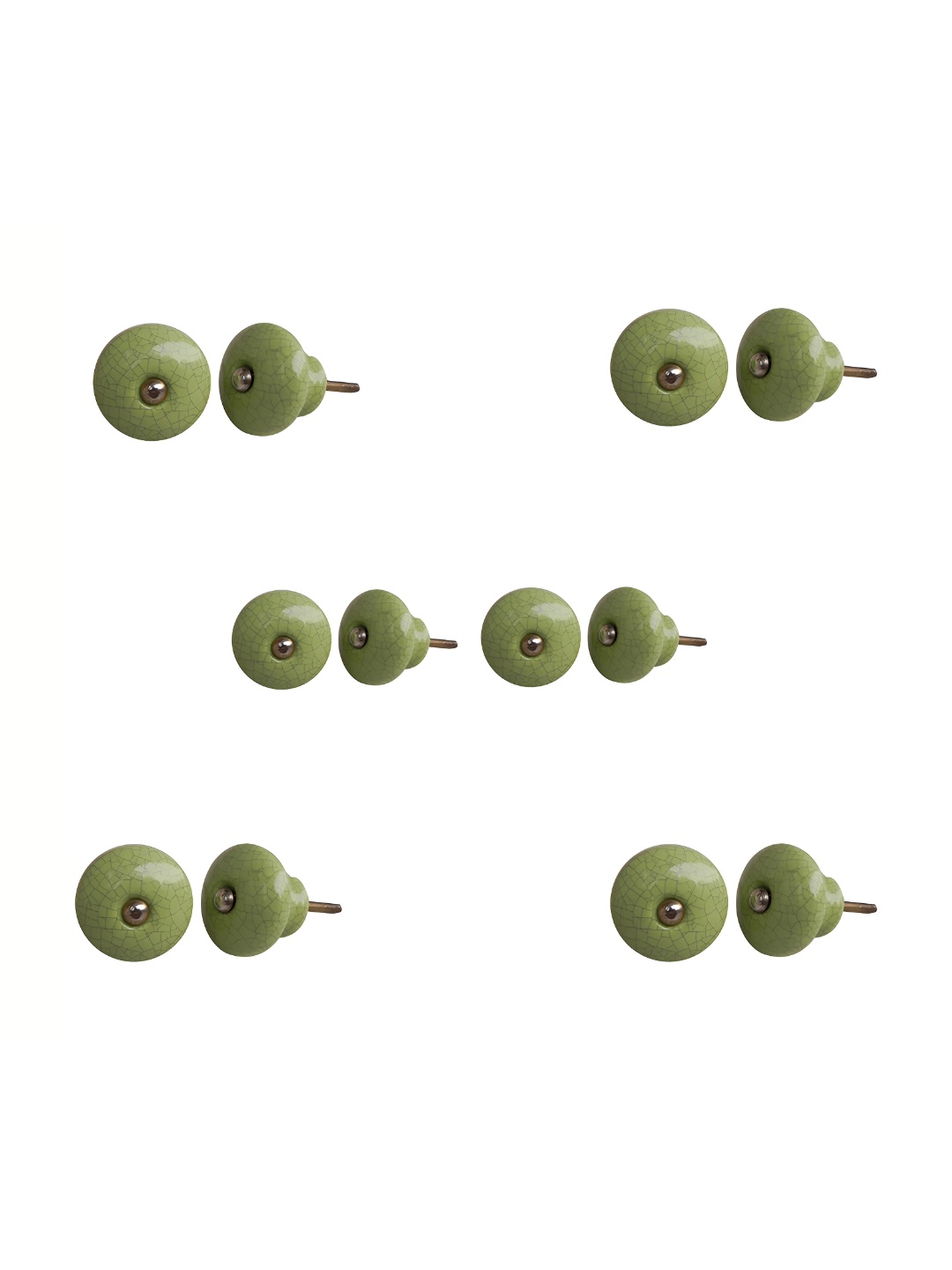

Indianshelf Green & Black 6 Pieces Printed Ceramic Knobs