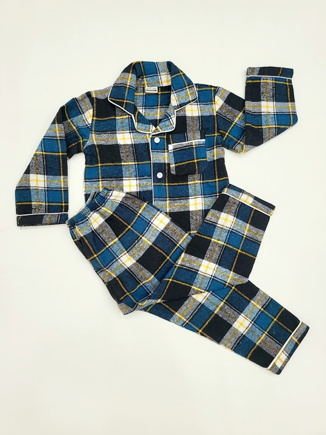 

Freesia Array Unisex Kids Checked Night suit, Blue