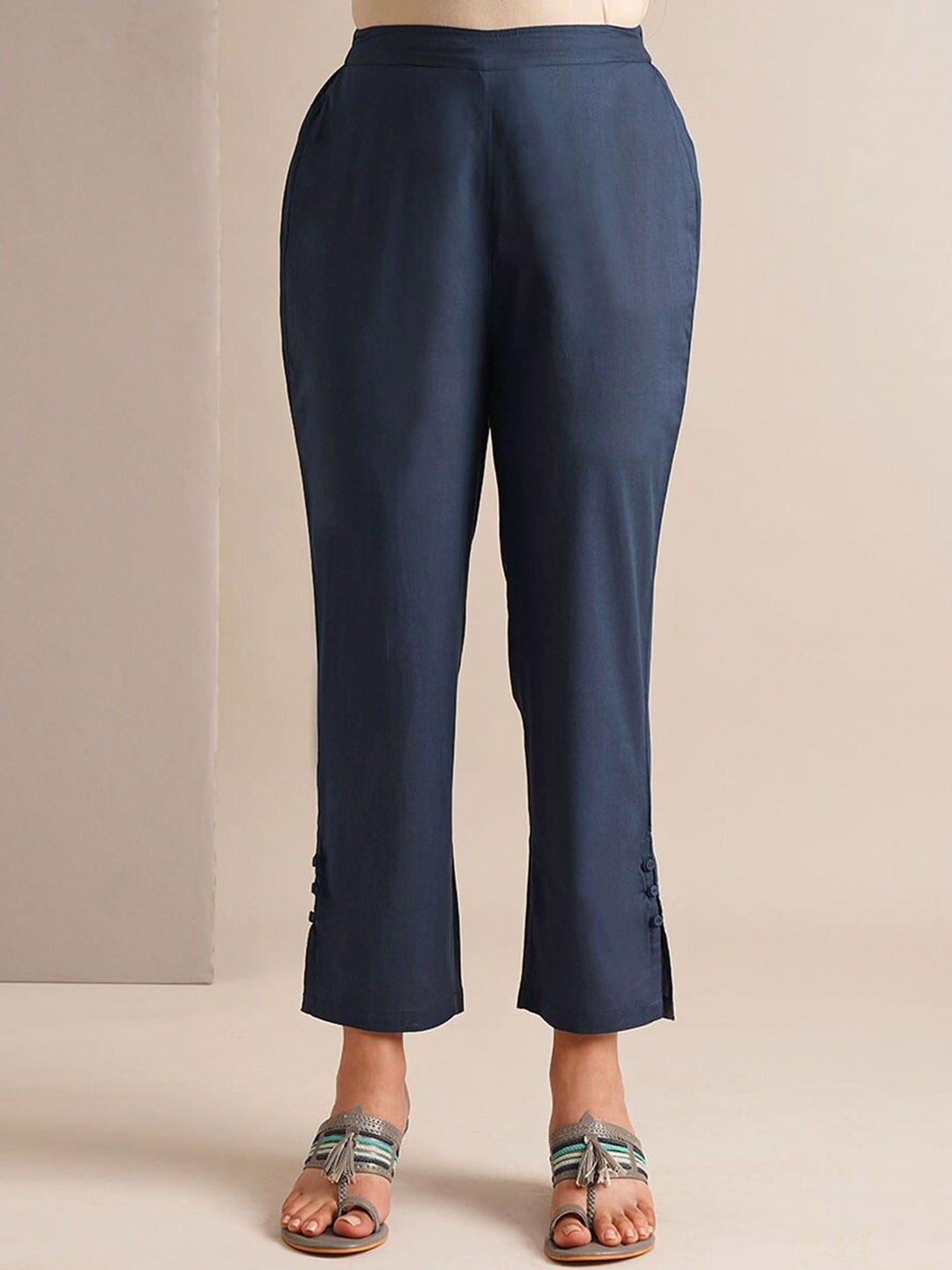 

JAYPORE Women Trousers, Navy blue