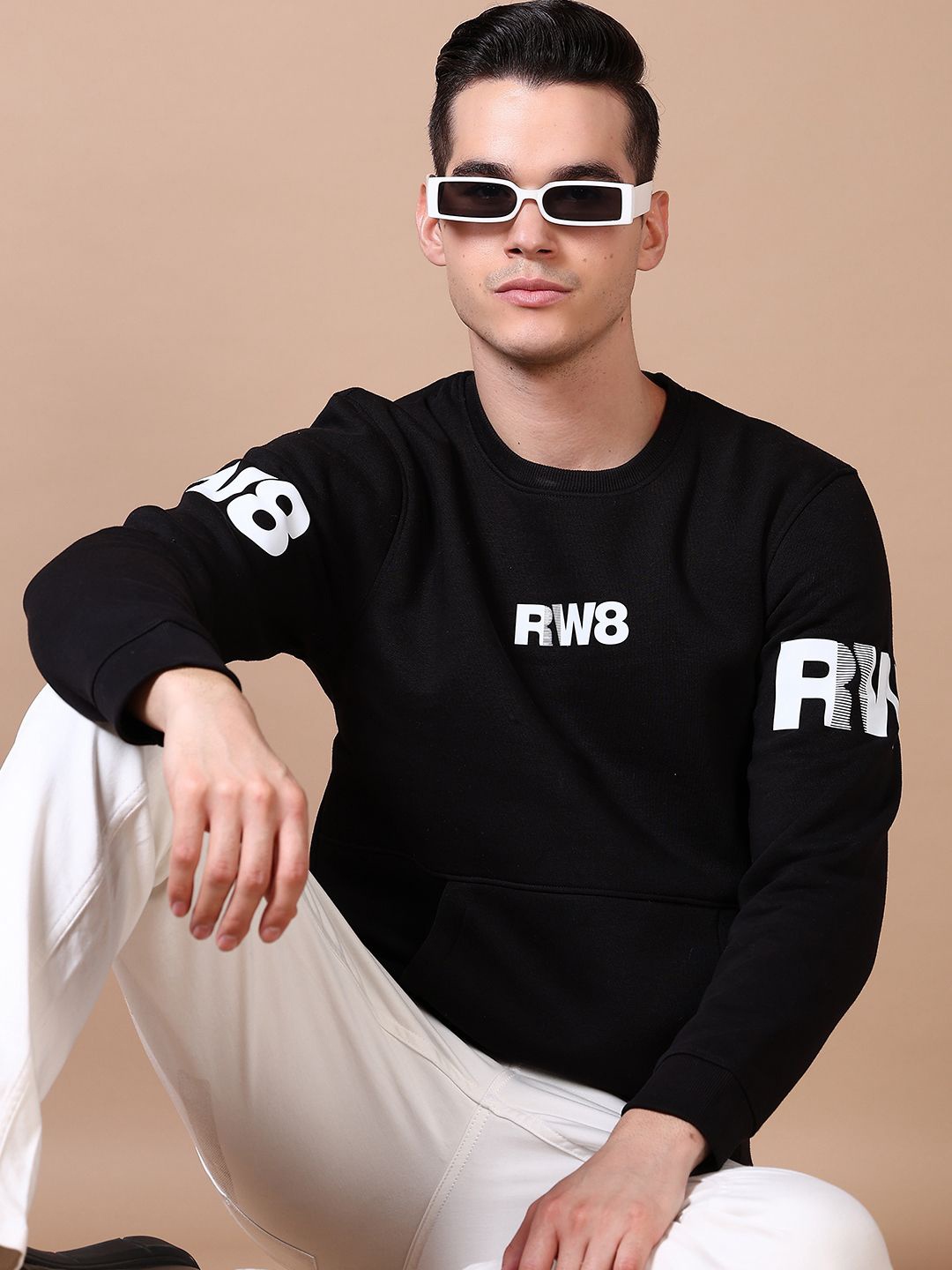 

V-Mart Men Alphanumeric Printed Cotton Sweatshirt, Black