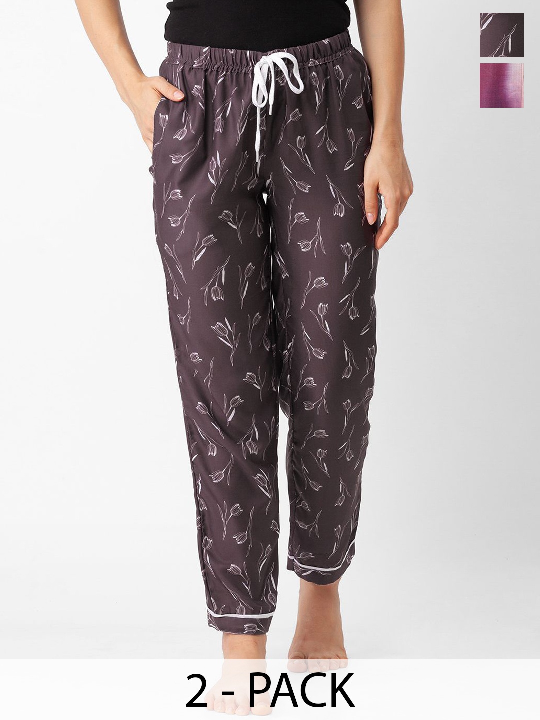 

FashionRack Women Pack Of 2 Printed Lounge Pants, Brown