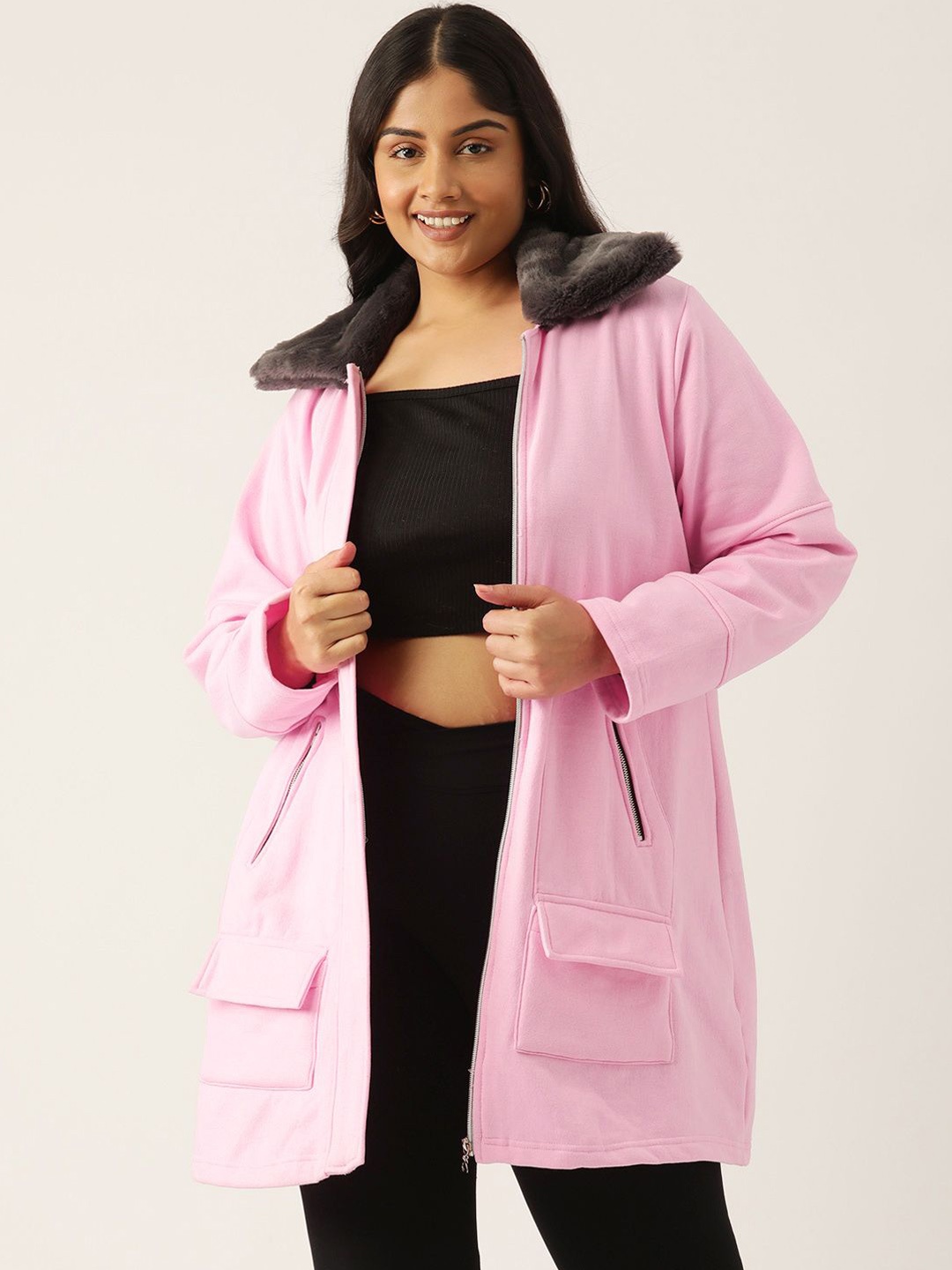 

theRebelinme Women Longline Open Front Jacket, Pink