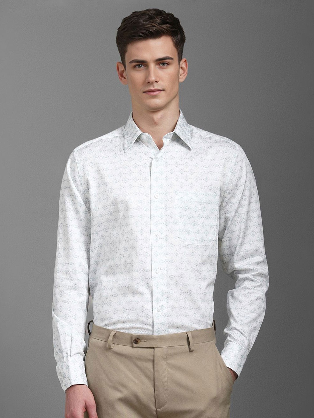 

Louis Philippe Men Classic Opaque Printed Formal Shirt, White