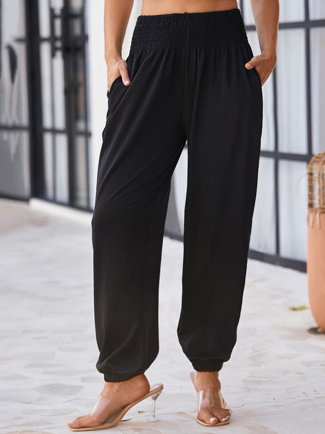 

StyleCast Women Mid-Rise Regular Fit Joggers Trousers, Black