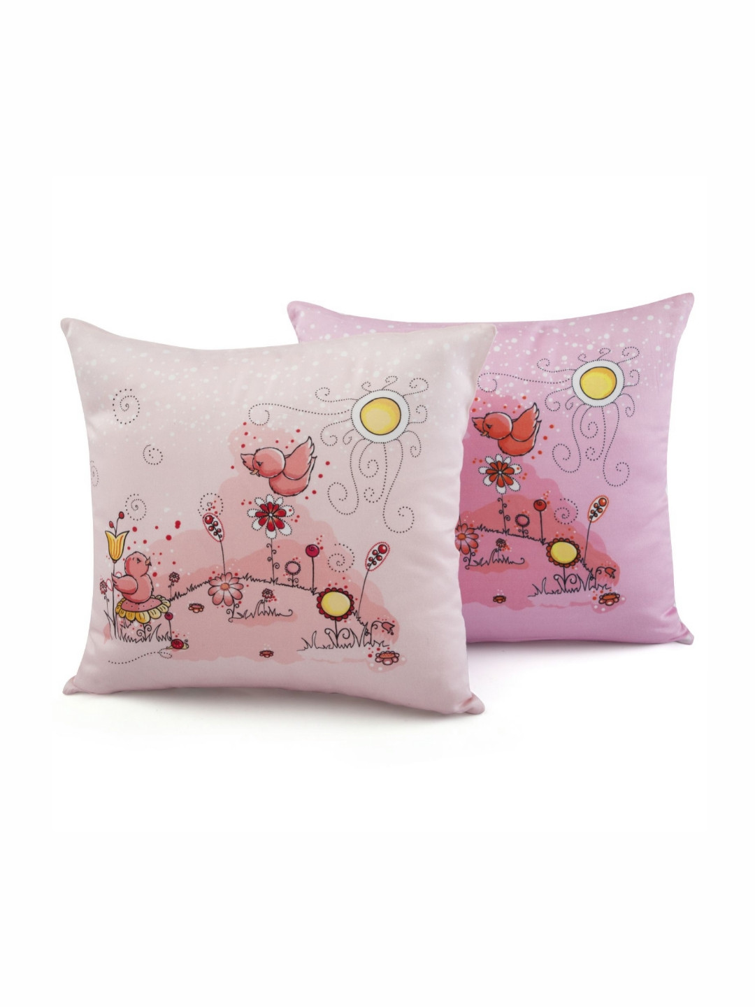 

WAXWINGO Pink & Yellow 2 Pieces Cartoon Characters Square Cushion Covers