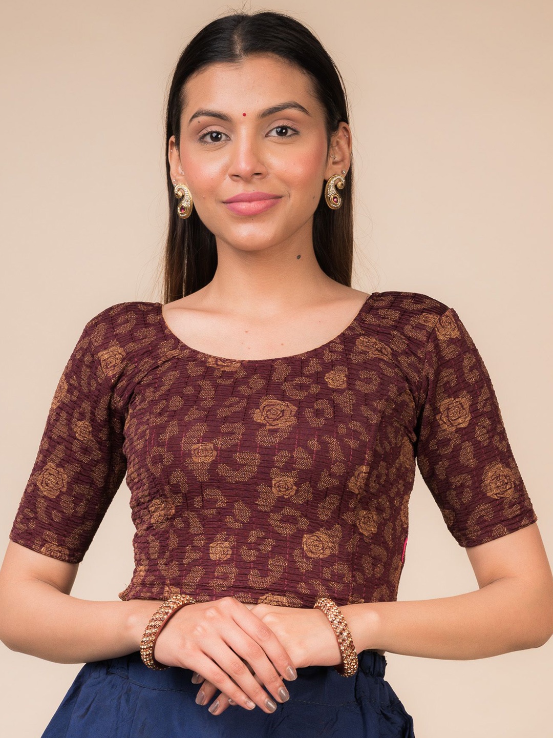 

Bindigasm's Advi Woven Design Saree Blouse, Burgundy