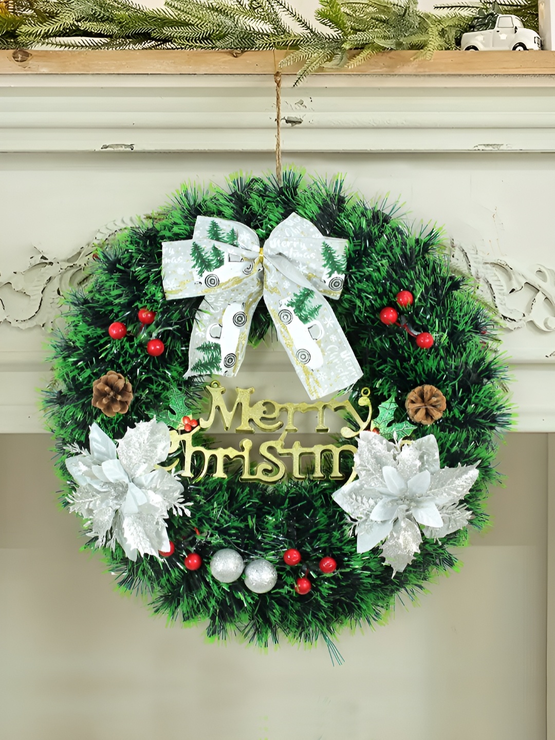 

TIED RIBBONS Artificial Christmas Big Wreath Festive Decor, Green