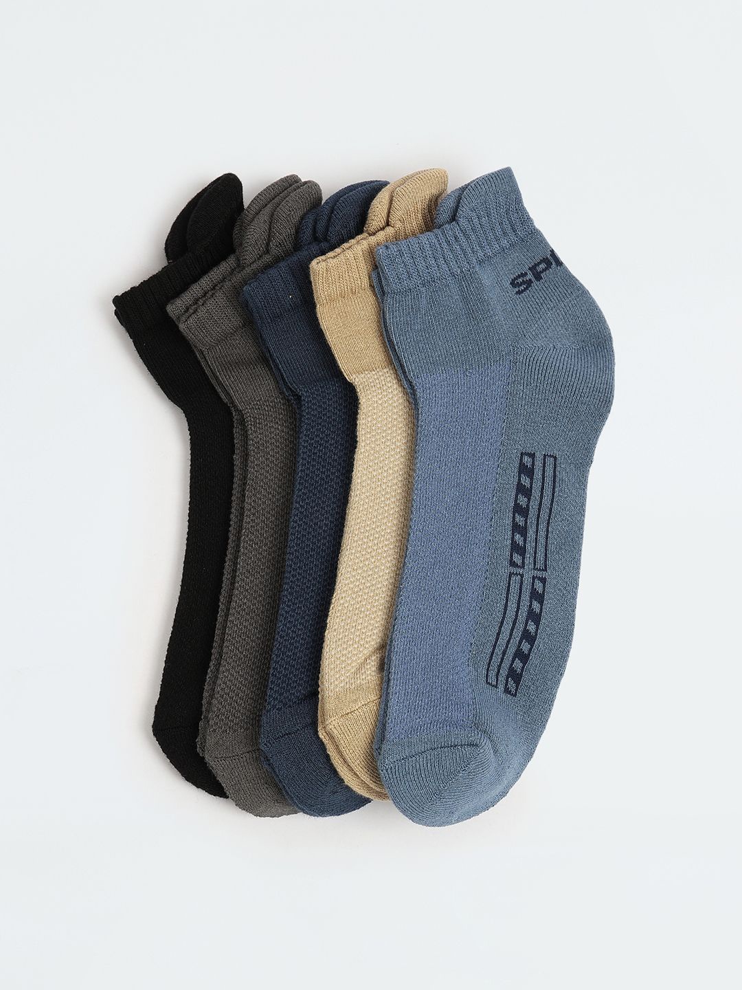 

max Men Pack Of 5 Patterned Ankle-Length Socks, Blue