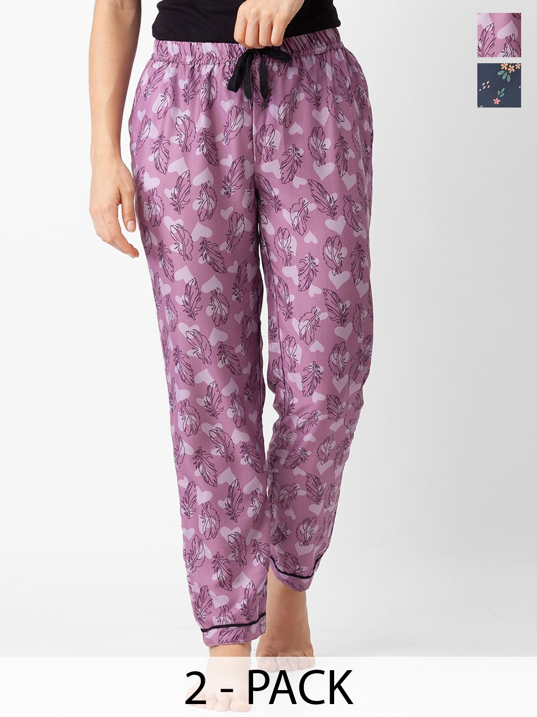 

FashionRack Women Pack Of 2 Printed Lounge Pants, Purple