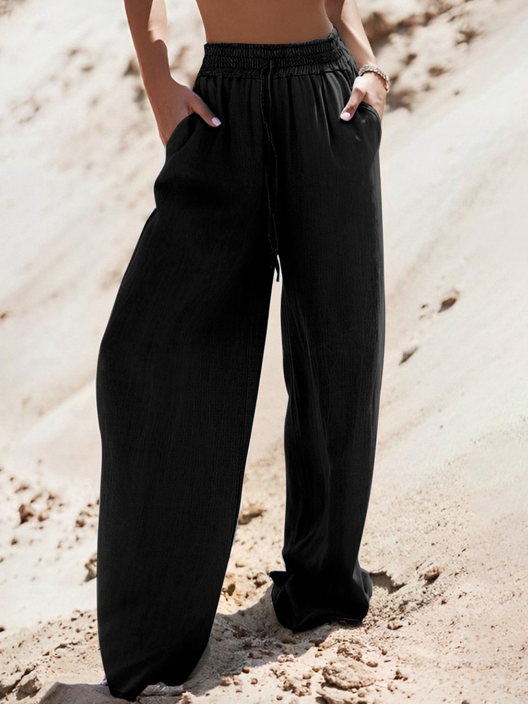 

StyleCast Women Regular Fit Mid-Rise Trousers, Black