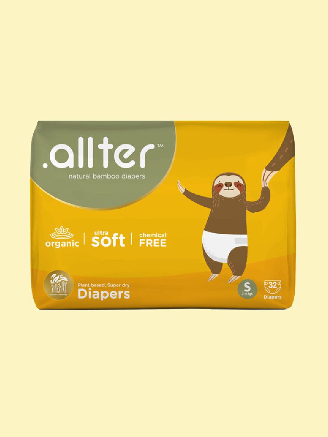 

.allter Kids Natural Bamboo Diapers - S - 32Pcs, Green