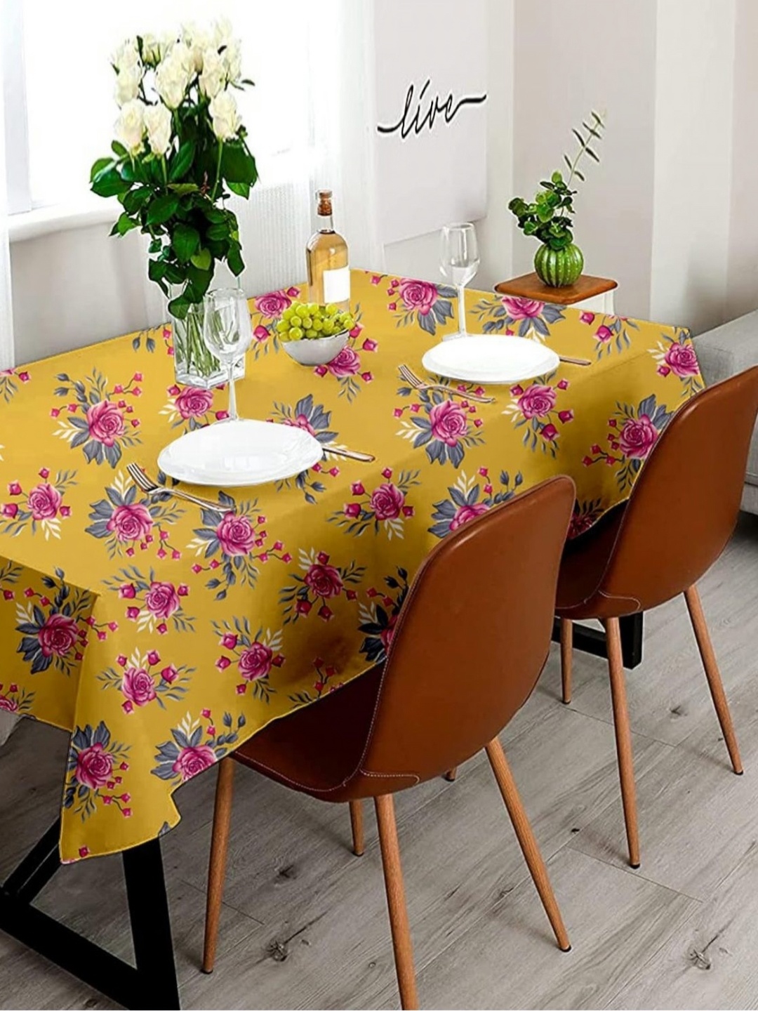 

Lushomes Yellow Ethnic Motifs 6-Seater Table Cover