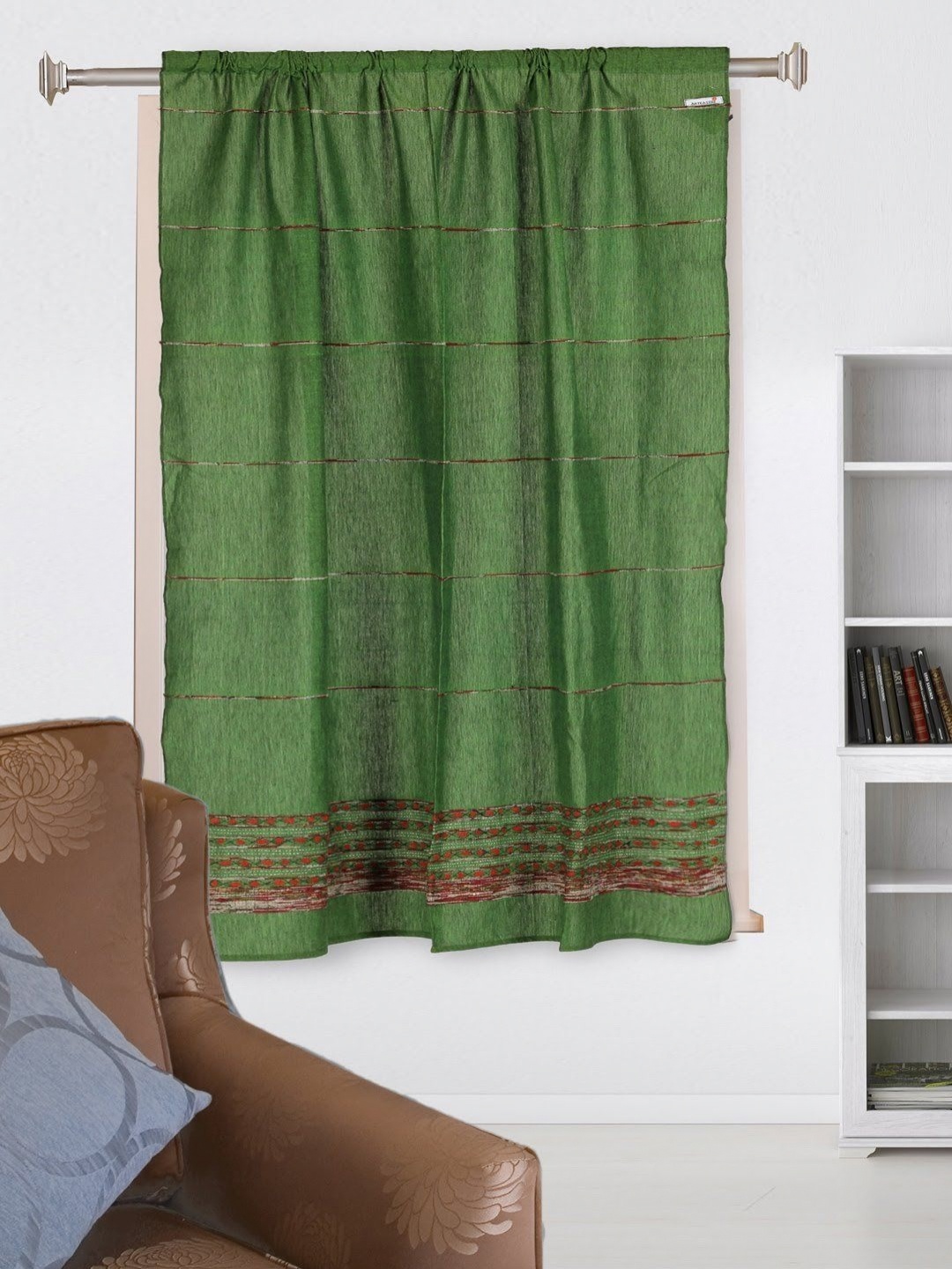 

ArtEastri Green Embroidered Sheer Window