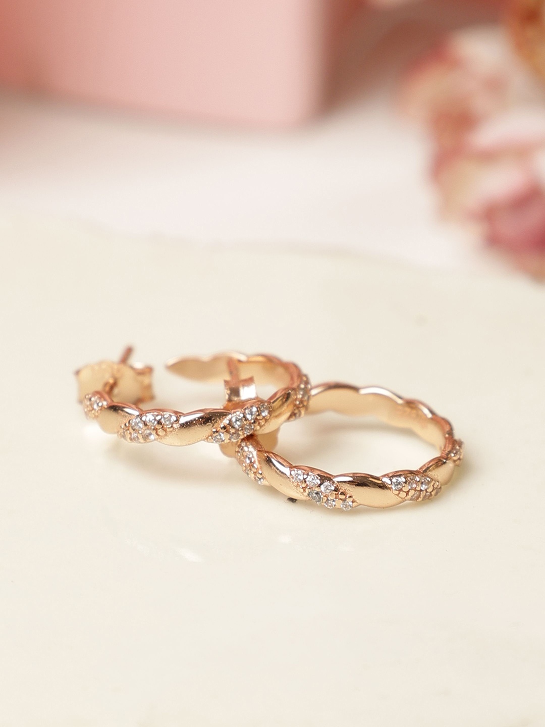 

DIAVO Rose Gold-Plated Sterling Silver Circular Half Hoop Earrings