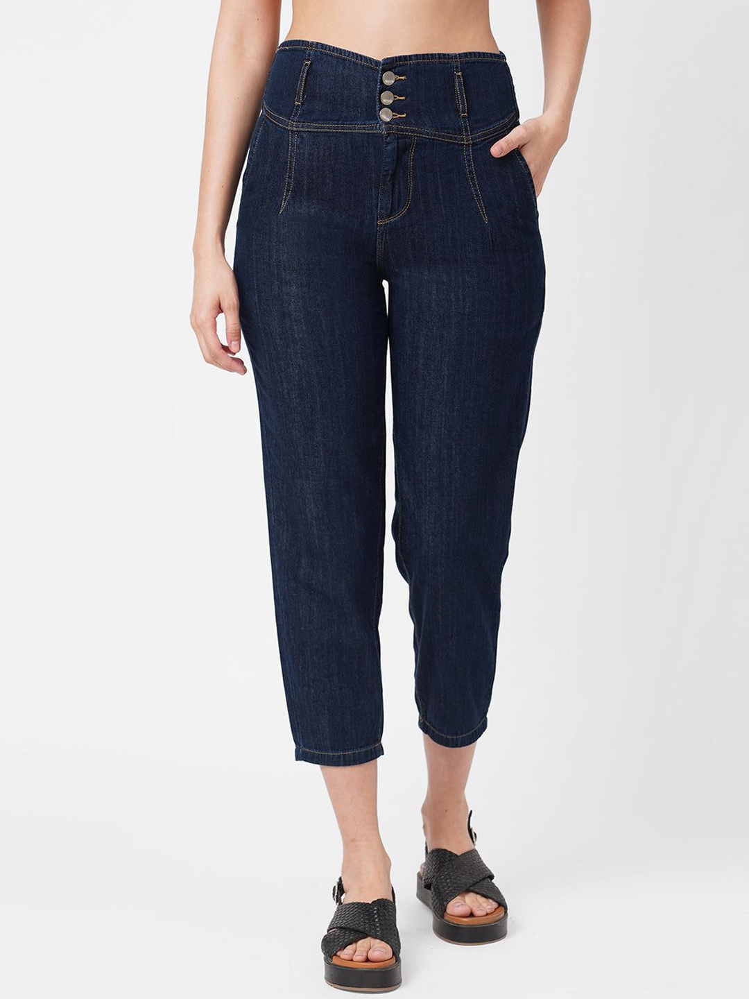 

Kraus Jeans Women High-Rise Light Fade Cotton Jeans, Blue