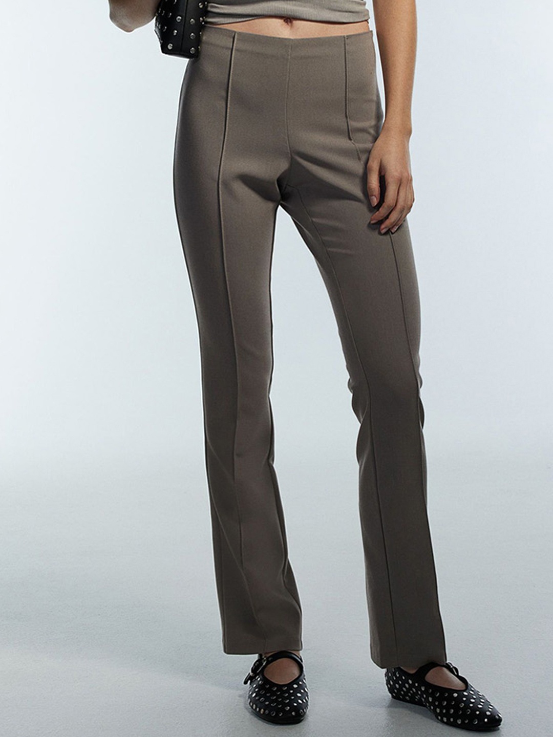 

H&M Women Slim Tailored Trousers, Grey