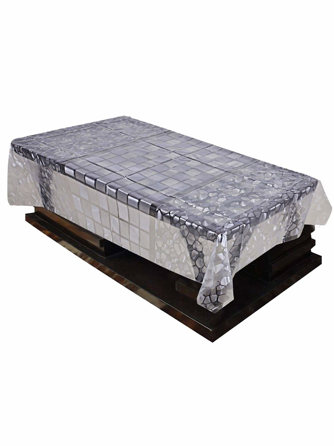 

Kuber Industries Transparent Geometric Printed Plastic 4-Seater Table Cover