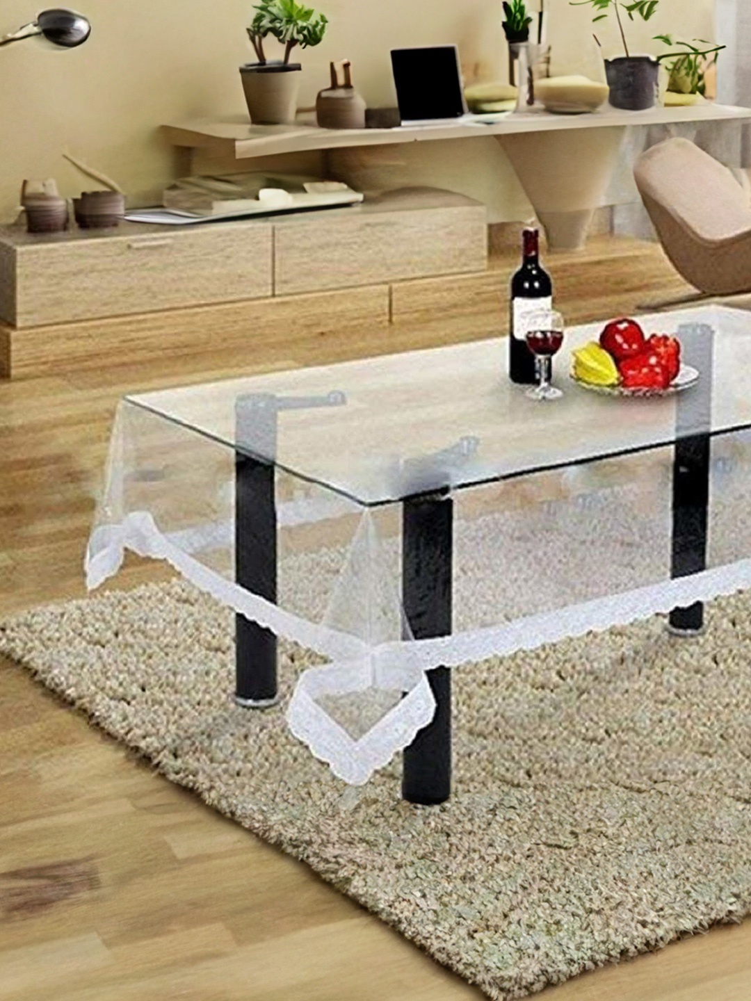 

Kuber Industries White Plastic 4-Seater Table Cover