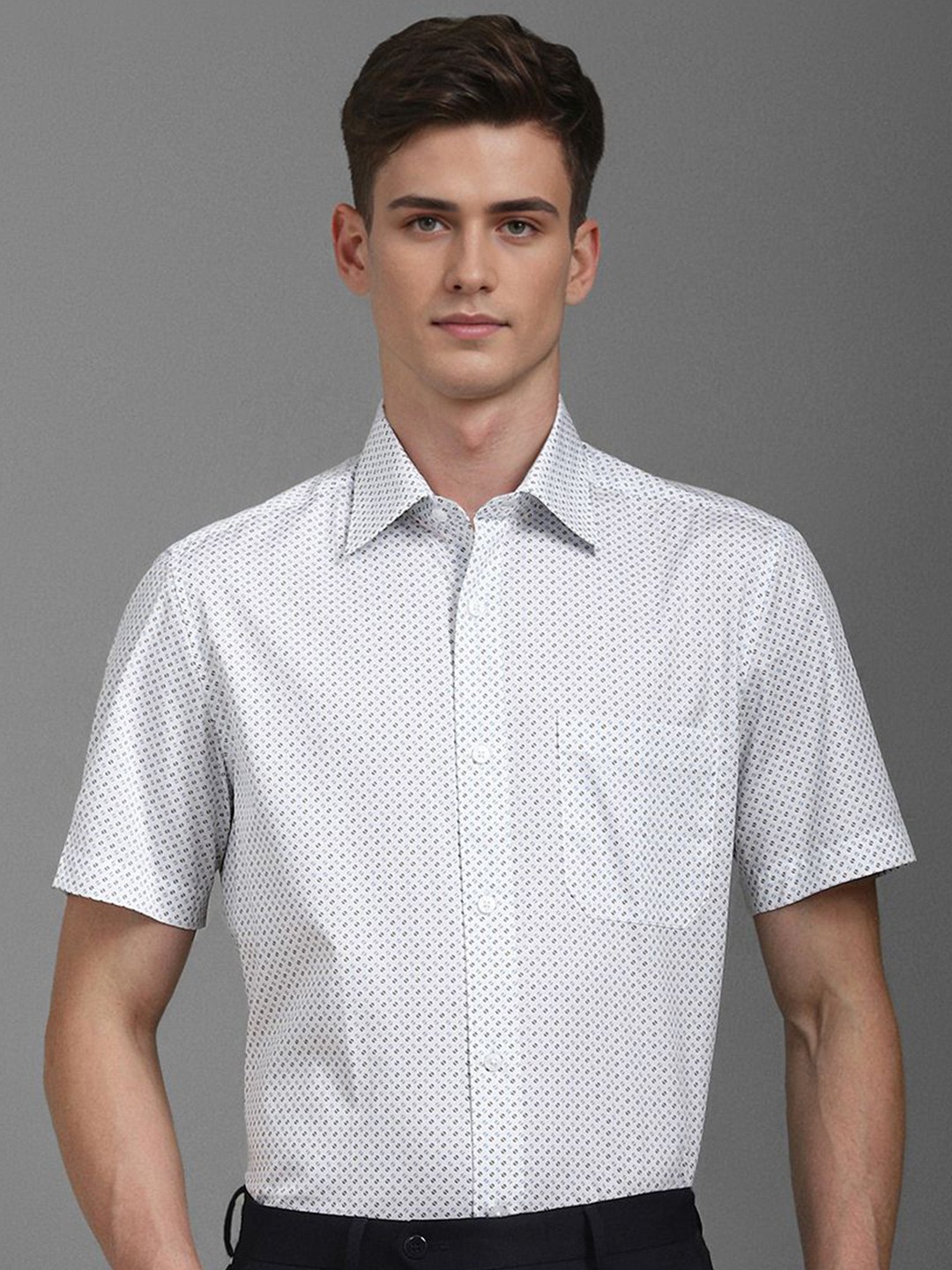 

Louis Philippe Men Classic Opaque Printed Formal Shirt, White